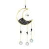 Gold moon suncatcher wind chime with prism accents featuring a crescent moon shape and hanging beads