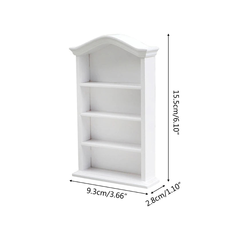 Mueble de exhibición en miniatura a escala 1:12 blanco con tres estantes