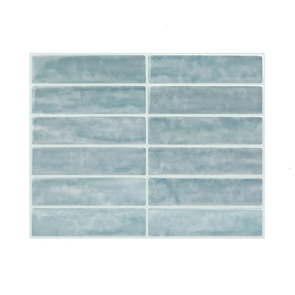 A grid of light blue, textured self-adhesive tile stickers for wall decoration.