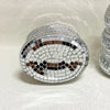 Silver mirror tile disco ball vase with a textured, round surface.