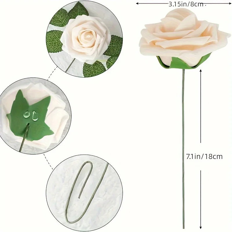 Forest green ombre foam roses with stems for DIY wedding bouquets