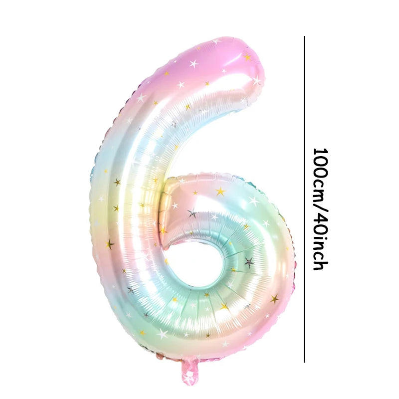 Pastel Rainbow Number Foil Balloon (40 inch)