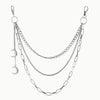 Silver Y2K star charm layered belt necklace with multiple chains