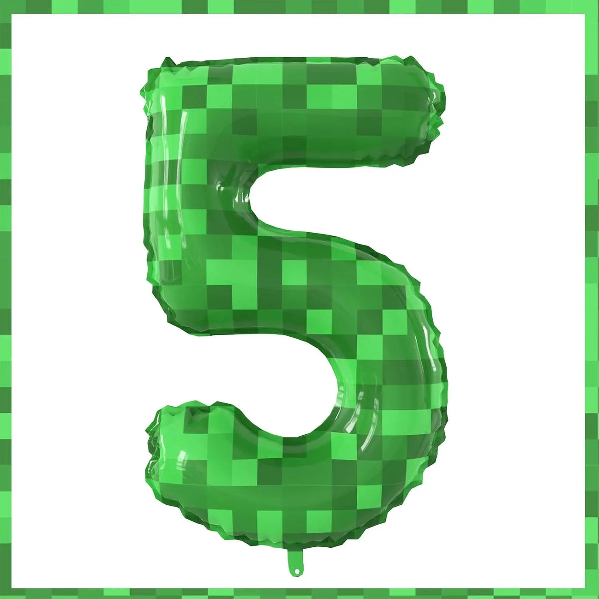 Giant Green Pixel Number Foil Balloon for Birthday Parties