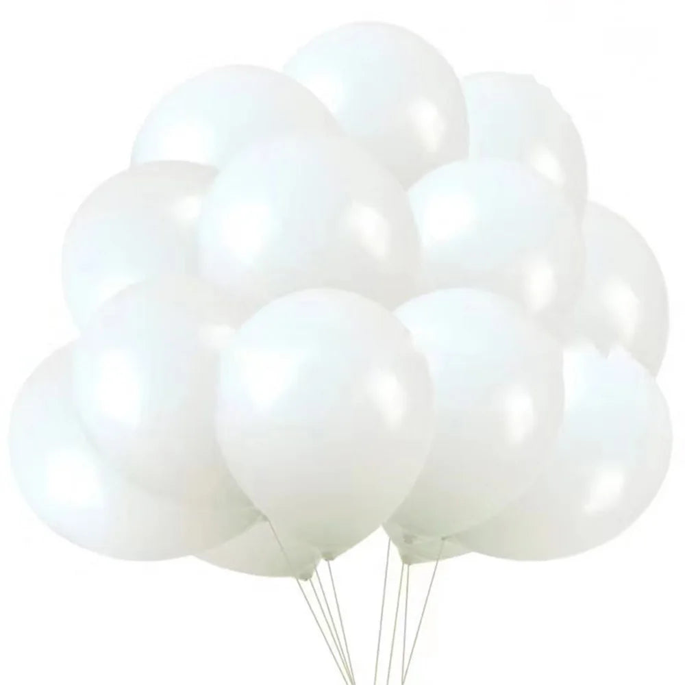 A bunch of white latex balloons used for party décor