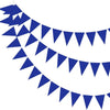 A string of blue triangle bunting flags forming a curved garland.