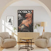 A canvas poster of Charles Oliveira in a fighting stance displayed in a modern living room setting.