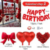 Red foil birthday balloon set with heart bow includes 13 pieces and a heart shaped balloon