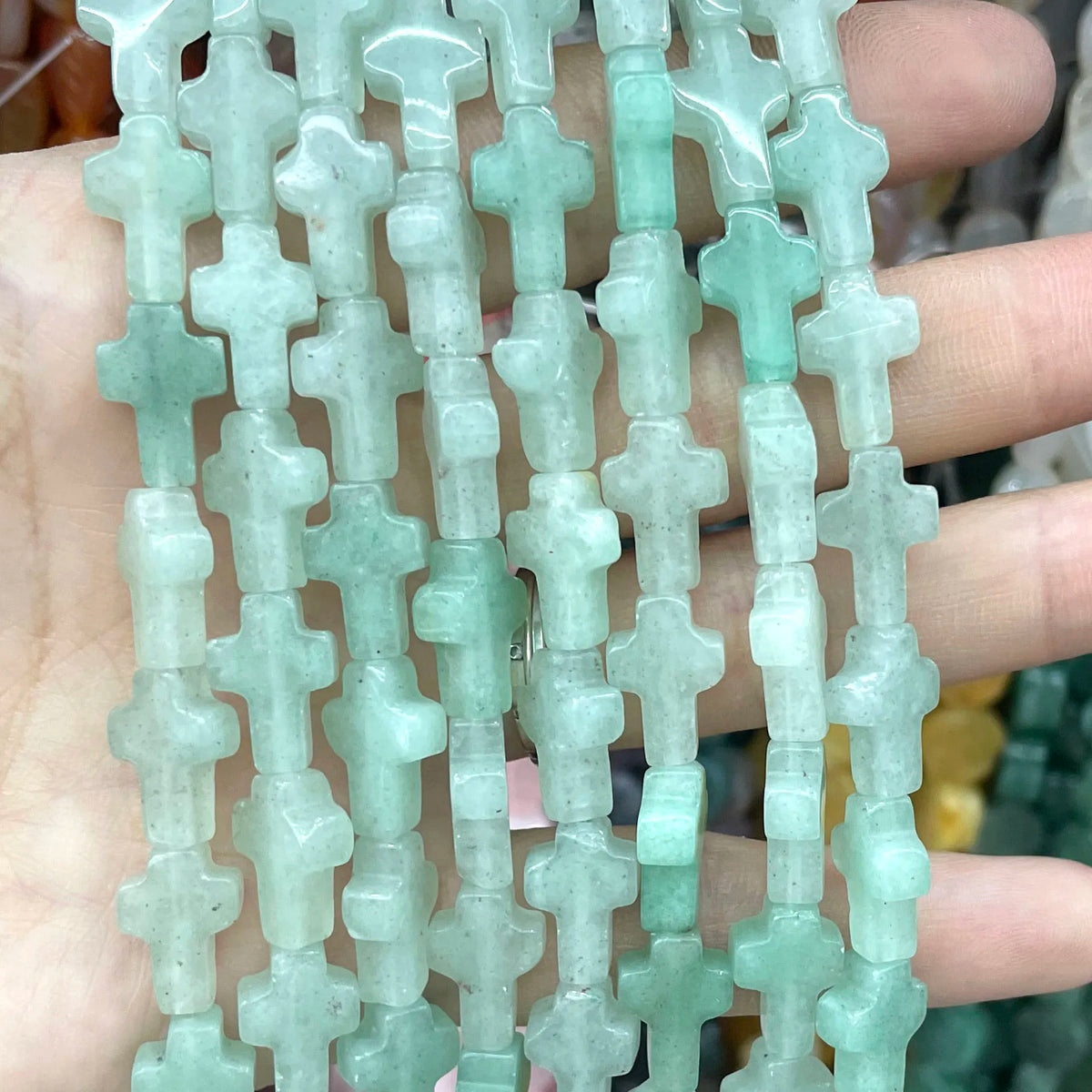 Natural Stone Cross Beads for Jewelry Making