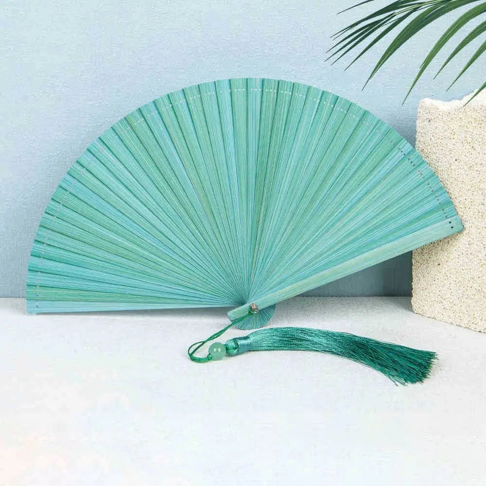 Classic Bamboo Folding Fan with Tassel