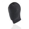 Black BDSM head harness and blindfold for roleplay