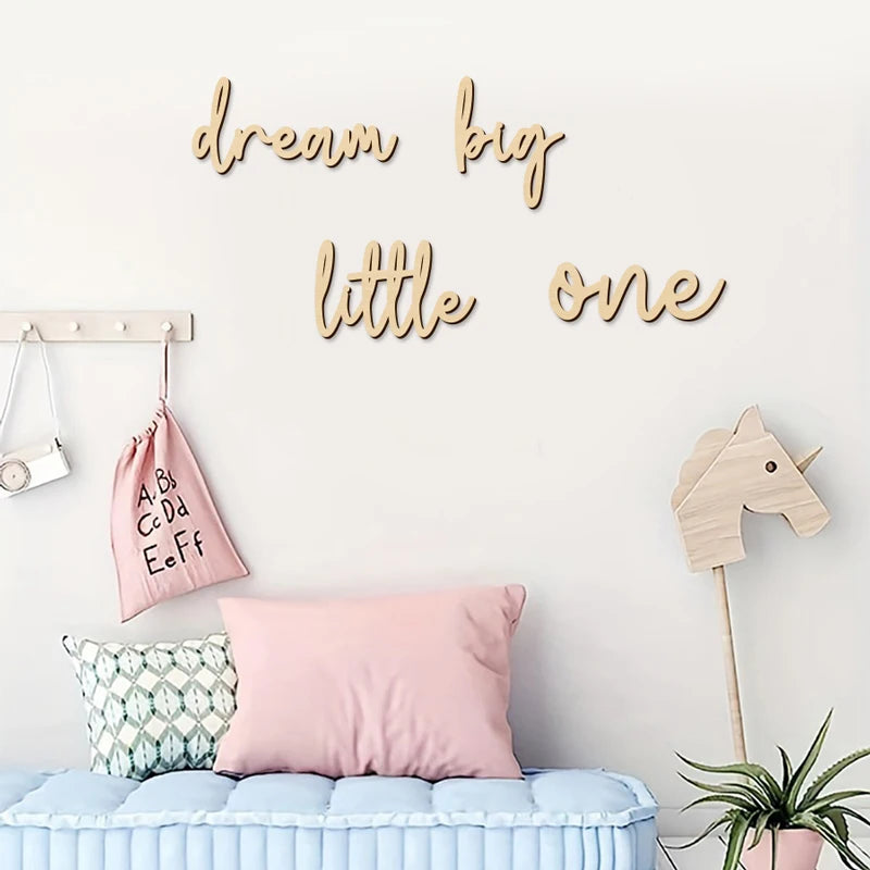 Dream Big Little One Wooden Wall Sign for Kids' Rooms