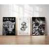 Frameless Leopard & Black-White Gallery Canvas Poster Set (3-Piece)