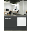 A large square marble wall decal in a solid dark gray color mounted on a wall.