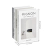 A set of five decorative faux books titled MIGNON in white and gray covers displayed on a white background.