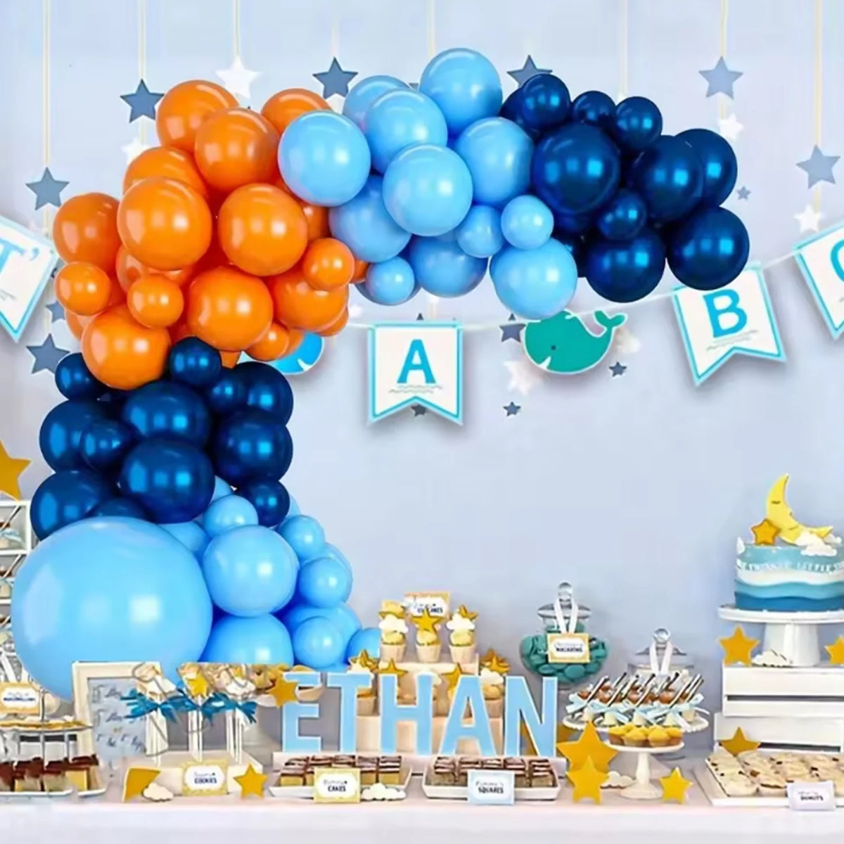 Navy Blue & Orange Balloon Arch Kit (94 Pieces)