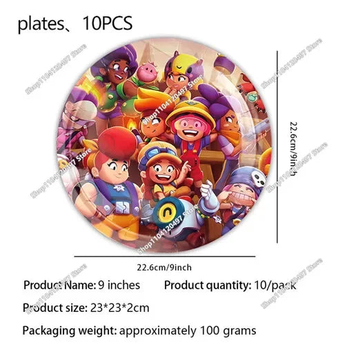 A set of 10 acrylic cake toppers featuring various cartoon characters and designs.