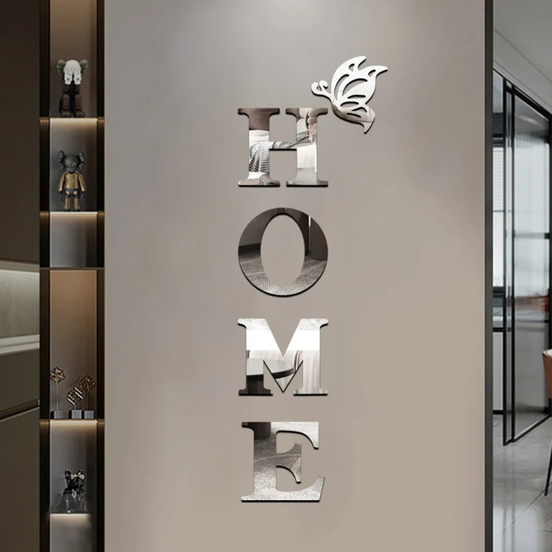 Acrylic Mirror Wall Stickers with Butterfly Design