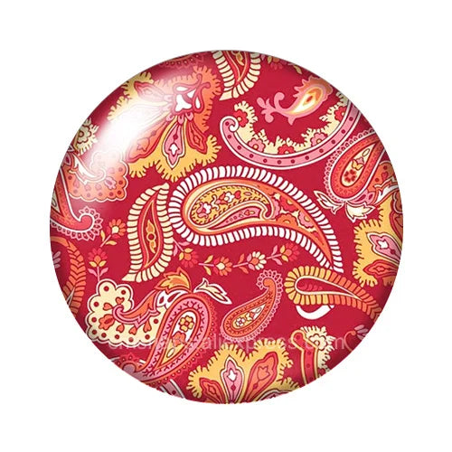 Round Leaf Pattern Flat Back Glass Cabochons for Jewelry Making