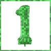 Giant Green Pixel Number Foil Balloon for Birthday Parties