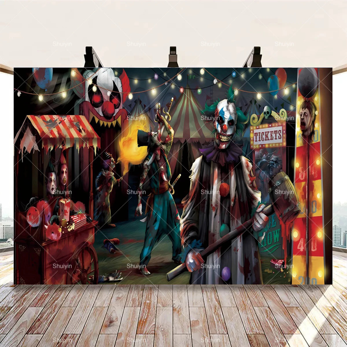 Evil Clown Circus Halloween Photography Backdrop