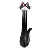 A black resin cat flower vase with a white face and pink accents.