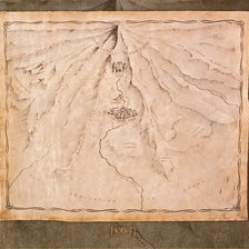 Vintage retro world map canvas wall art featuring a hand-drawn landscape illustration on aged paper.