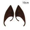 A pair of realistic brown latex elf ears for cosplay and costume parties, shown against a white background.