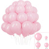 A bunch of pastel pink balloons in various sizes, including 5 inch and 10 inch balloons.