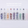 A set of ten glass roll-on bottles filled with various semi-precious stone roller balls in different colors and shades.