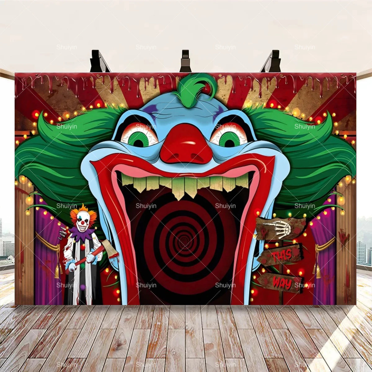 Evil Clown Circus Halloween Photography Backdrop