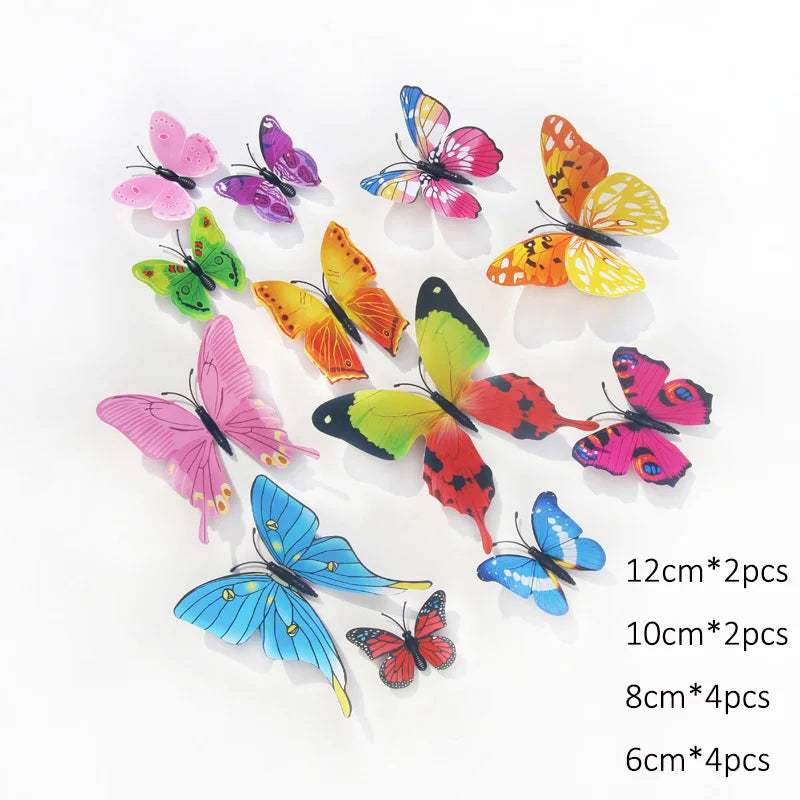 A collection of colorful 3D butterfly wall stickers in various sizes and colors.