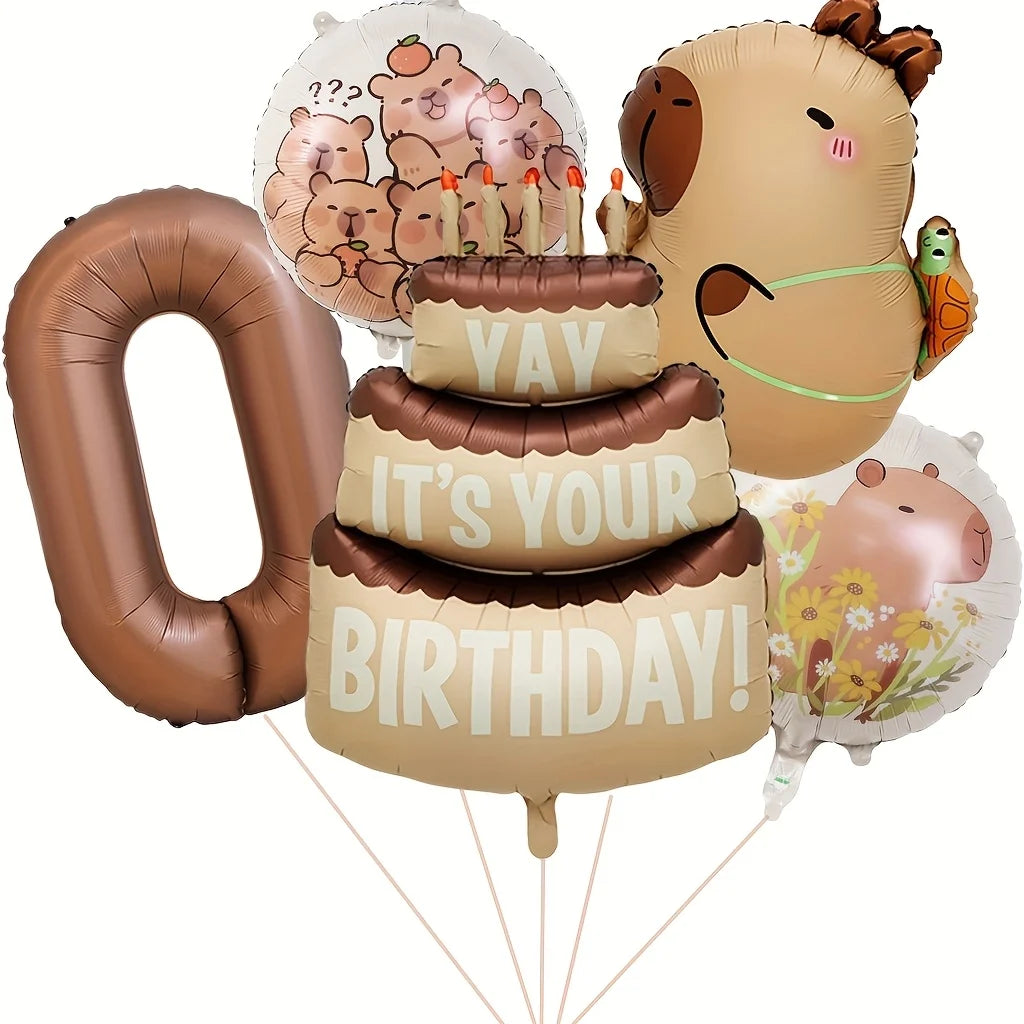 Capybara Cartoon Foil Balloon Set for Birthday Parties