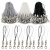 A collection of silver and black lobster clasp lanyards and straps for jewelry making