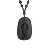 Black obsidian pendant necklace featuring a depiction of Saint Jude Thaddeus