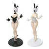 A collectible figure of an anime-style mechanic girl with white hair, wearing a black outfit and a white outfit.