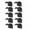 A set of nine black no-drill adhesive hat hooks for wall storage.