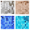 A collection of iridescent sequin shimmer wall panels in silver, rose gold, and blue shades.