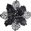 Black glittery silk artificial Christmas flowers with a gold sparkle finish