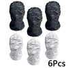 Six black mesh balaclava face masks for outdoor sports displayed individually.