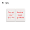 Two blank white frames labeled Custom your picture, indicating a personalized frameless canvas print wall art option.