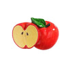 A bright red apple with a green leaf, used as a 3D simulation fruit fridge magnet.