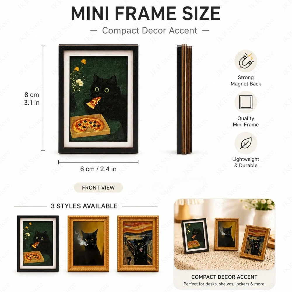 3D Cat Pizza Fridge Magnet with Photo Frame