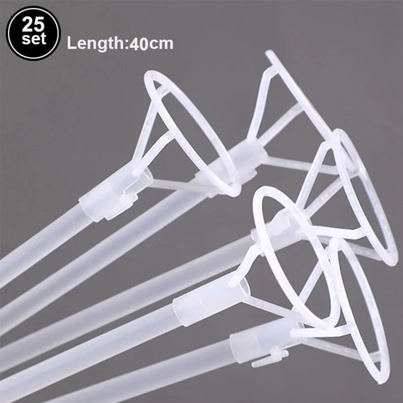 A set of clear plastic balloon arch kit with stands for weddings and parties