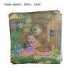 A stack of paper napkins featuring Masha and the Bear characters in a forest setting.