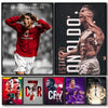 A collage of football player Cristiano Ronaldo in various poses and colors on canvas art posters.