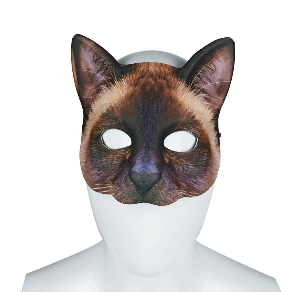 Cara de gato atigrado marrón realista, máscara de media cara para cosplay