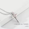 Silver stainless steel cross pendant necklace with a baseball pattern and the text I CAN DO ALL THINGS