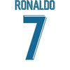 Text graphic featuring the name RONALDO above the large number 7 in blue.