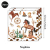 A set of western theme foil horse number balloons and napkins featuring a brown horse silhouette and desert elements.